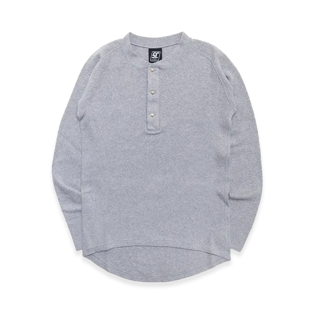 SubCulture Thermal Henley Neck Long Sleeve T-shirt (Concho SV925) "Gray"