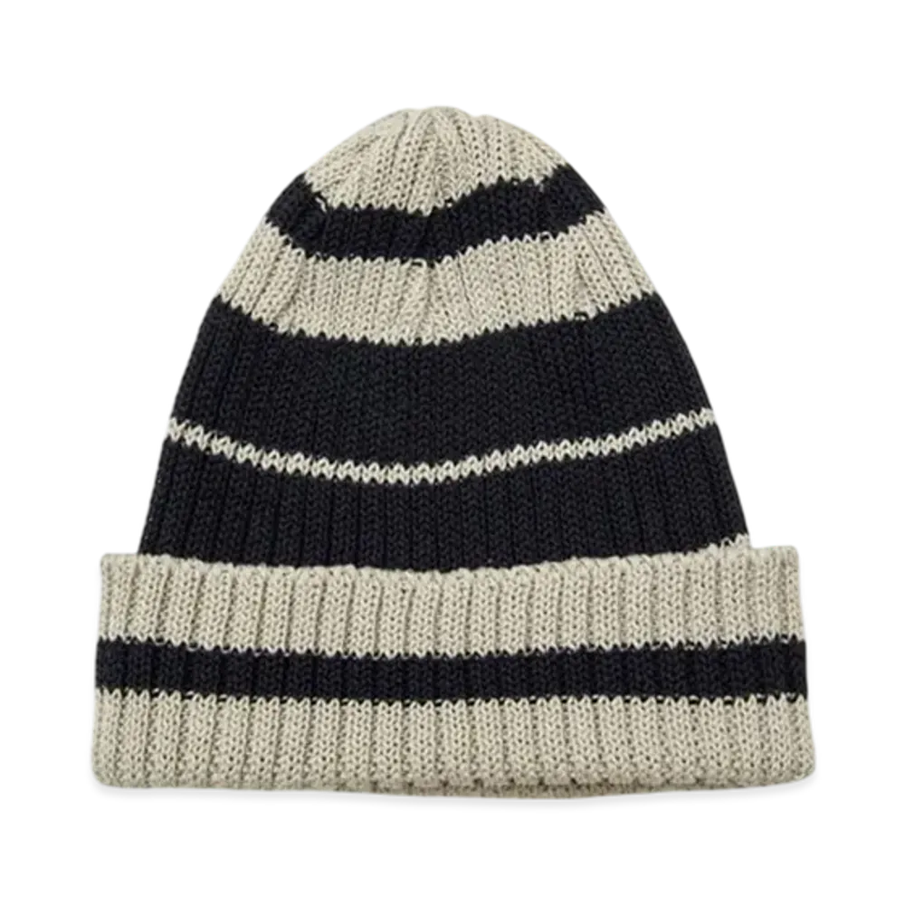 UNDERCOVER Linen Polyester Knit Cap "Beige Border"