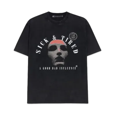 A GOOD BAD INFLUENCE SICK&TIRED WASHED T-SHIRT "BLACK"