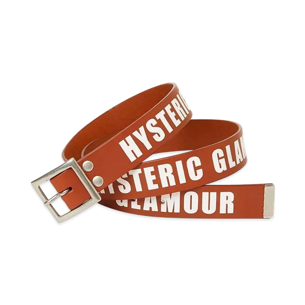 HYSTERIC GLAMOUR Logo-Printed Leather Belt "Red"