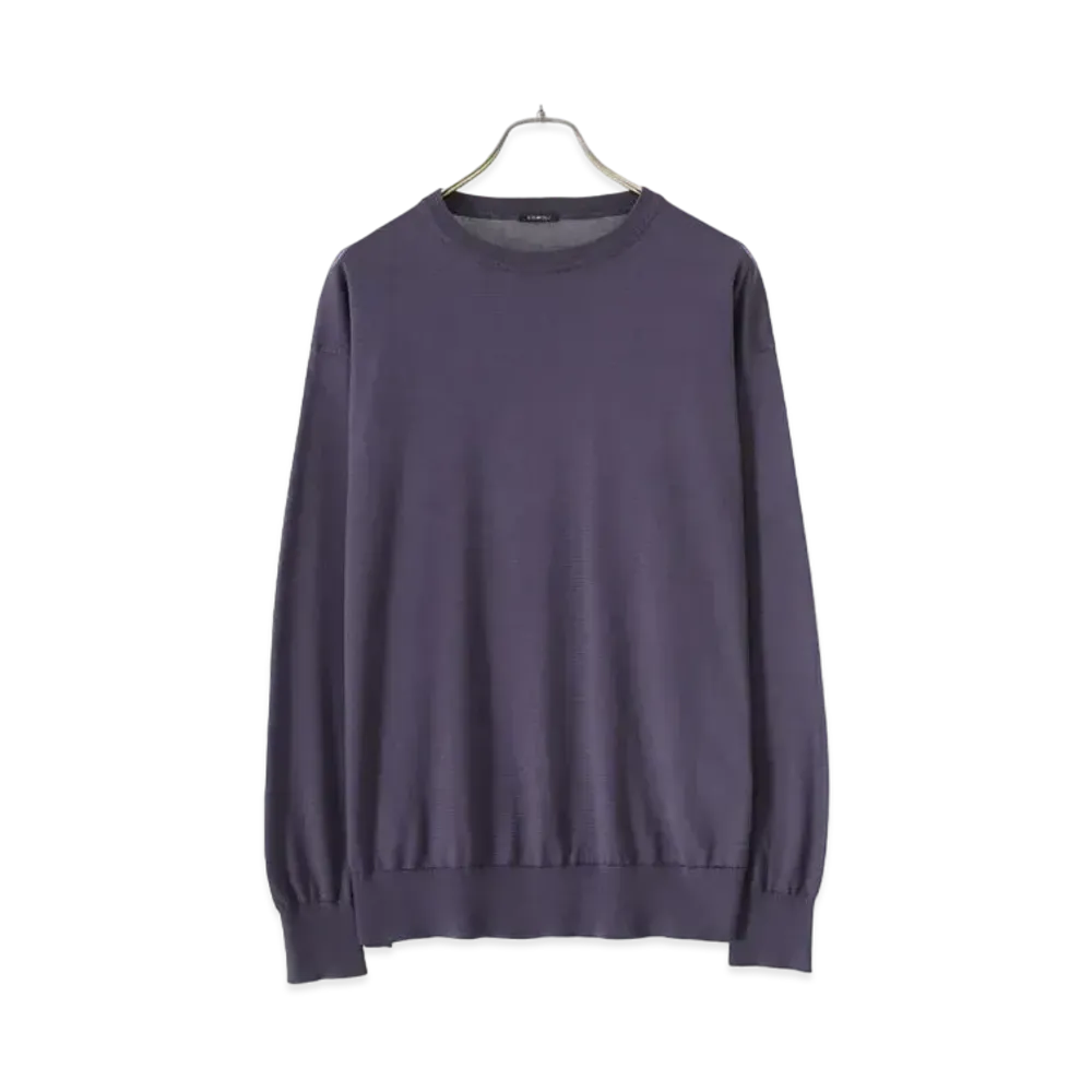COMOLI 18G Crew Neck Knit "Fade Navy"