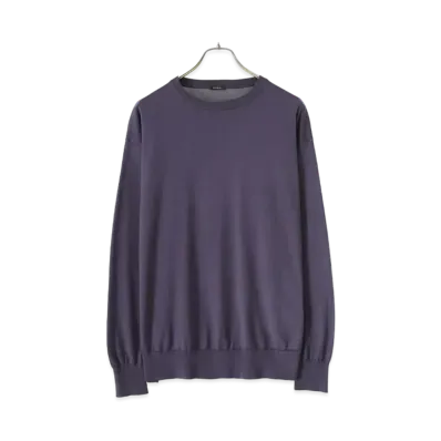 COMOLI 18G Crew Neck Knit "Fade Navy"