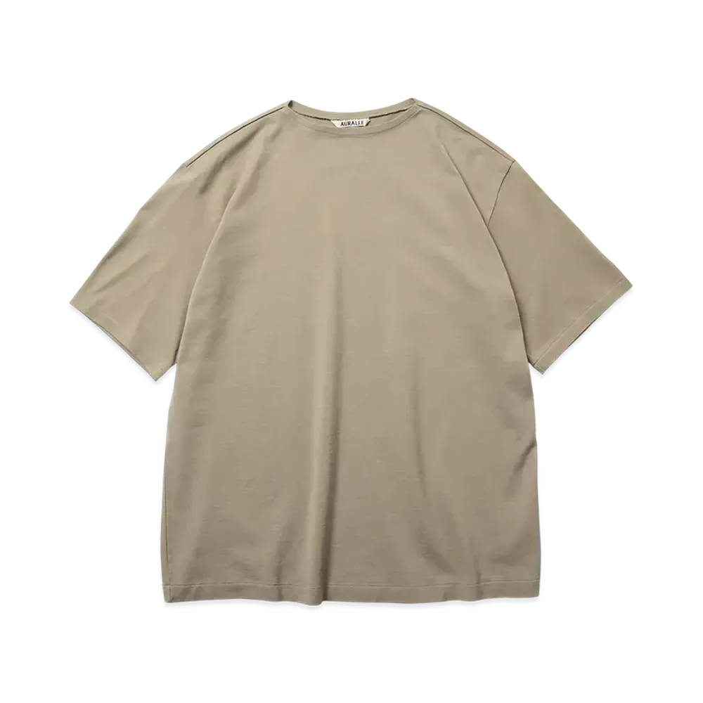 AURALEE Luster Plating Narrow Boat Neck Tee "Khaki Grey"