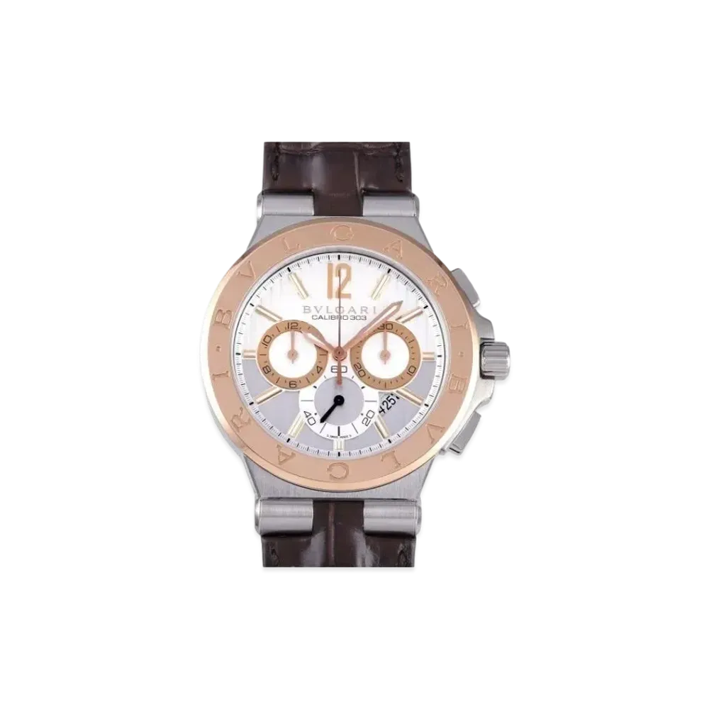 BVLGARI Diagono Calibro303 "Silver/Pink Gold/Stainless Steel/Black"