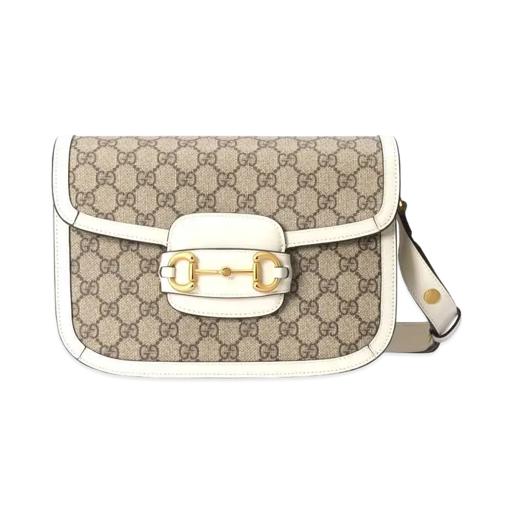GUCCI Horsebit 1955 Small Shoulder Bag "GG Supreme/White"