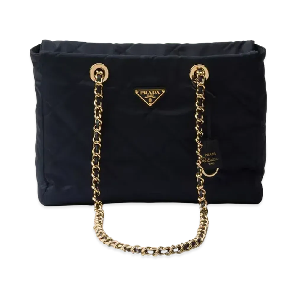 PRADA Re-Edition 1995 Chaine Medium Re-Nylon Tote Bag "Navy"