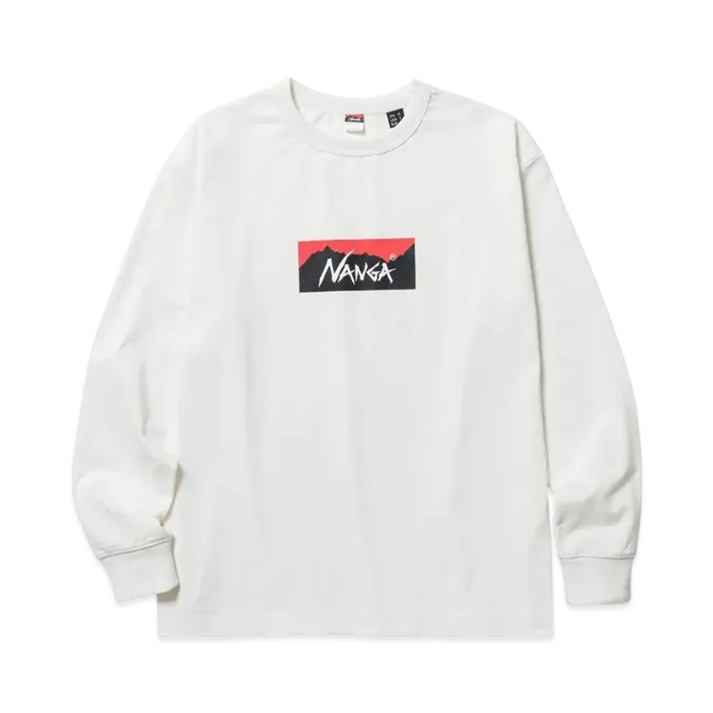 NANGA LS T-Shirt Crew Neck Logo Hybrid "White"