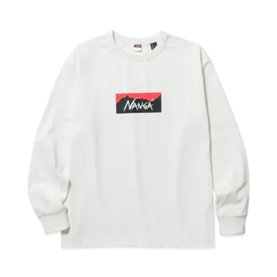 NANGA LS T-Shirt Crew Neck Logo Hybrid "White"