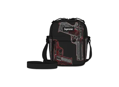 Supreme Guns Embroidered Leather Shoulder Bag "Black"