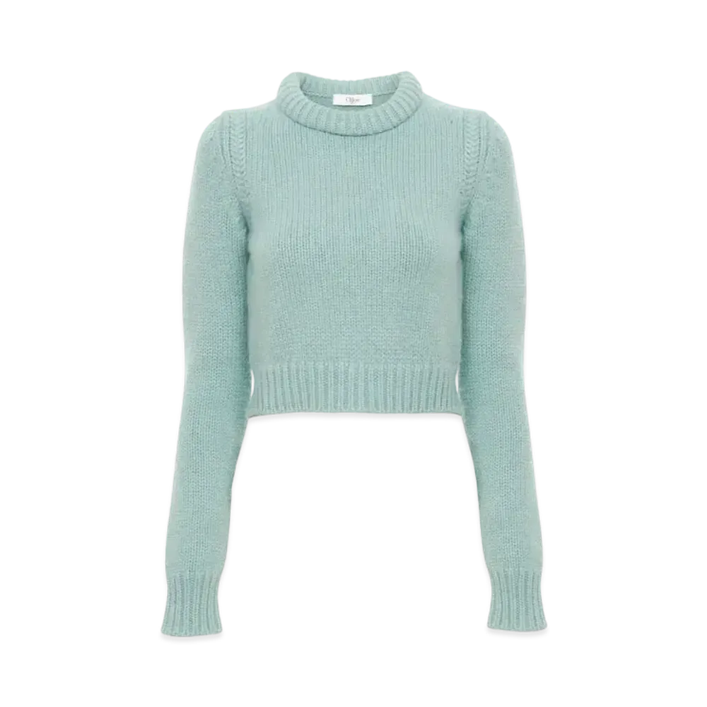 Chloe Cropped Sweater In Cashmere Blend "Aether Blue"