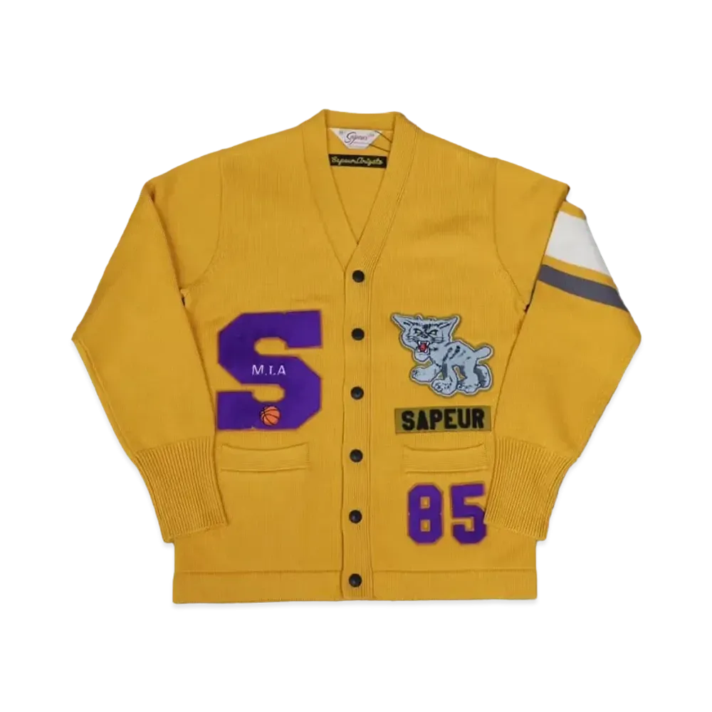 SAPEur Lettered Cardigan Jacket "Mustard"
