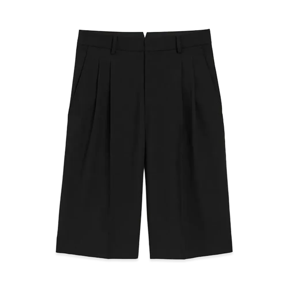 AMI PARIS New Wool Low Waist Wide Bermuda Shorts "Black"