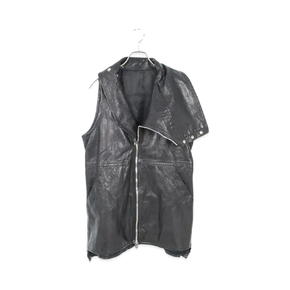 Chrome Hearts x Rick Owens Showtek Cemetery Cross Patch Daggered Leather Vest "Black"