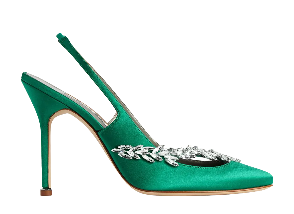 Manolo Blahnik × BALENCIAGA Women's 105mm Slingbacks "Grass"