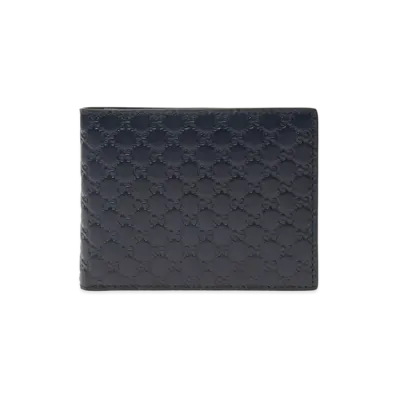 GUCCI Micro Guccissima Bi-fold Wallet "Navy"