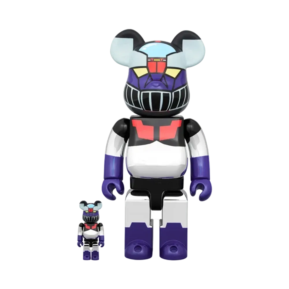MEDICOM TOY "BEARBRICK" -Mazinger Z- Mazinger Z Plating Ver. 100% & 400%