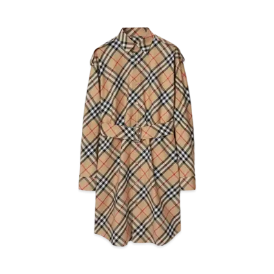 Burberry Check Cotton Shirt Dress "Sand"