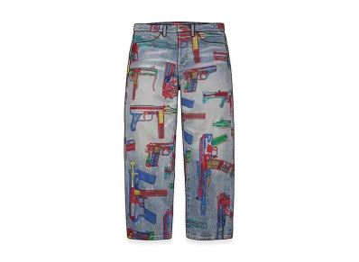 Supreme Guns Embroidered Loose Fit Jean "Washed Indigo"