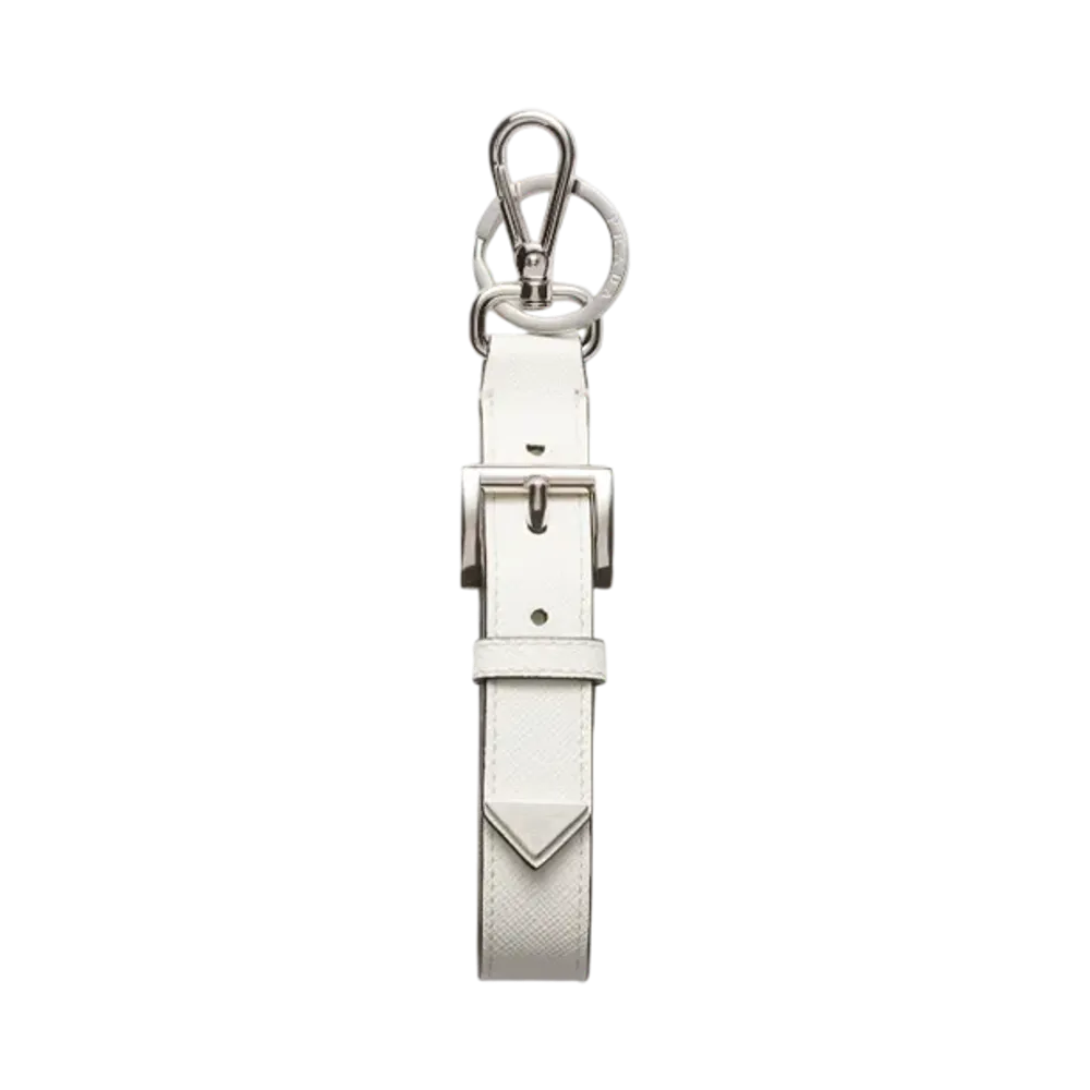 PRADA Saffiano Leather Keyring "White"