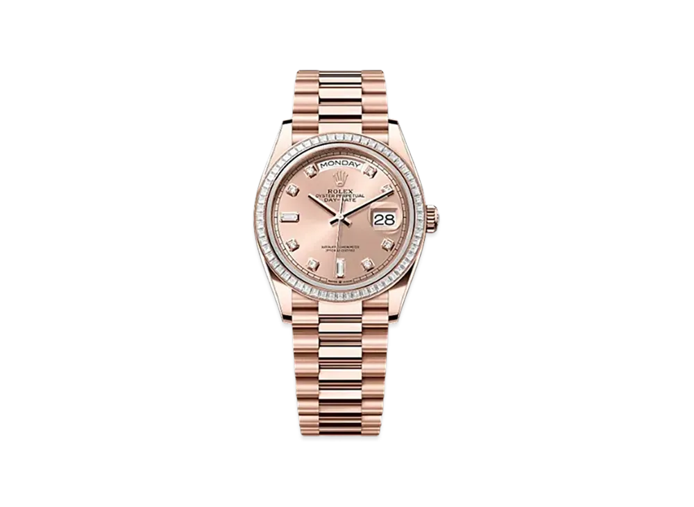 ROLEX Day-Date 36mm Everose Gold Diamond 128395TBR "Rose-colour"