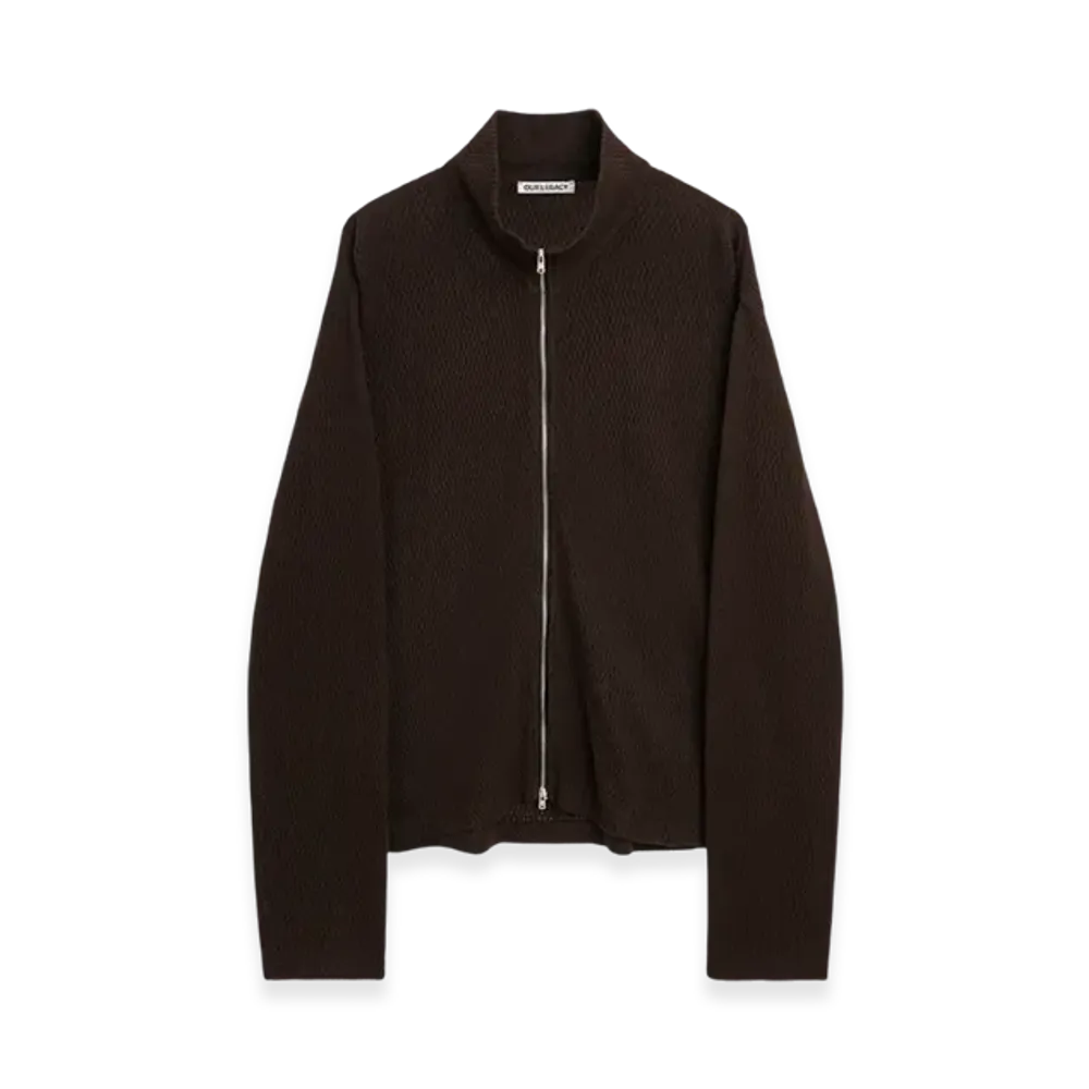 OUR LEGACY Shrunken Fullzip PoloSparse Cotton "Brown "