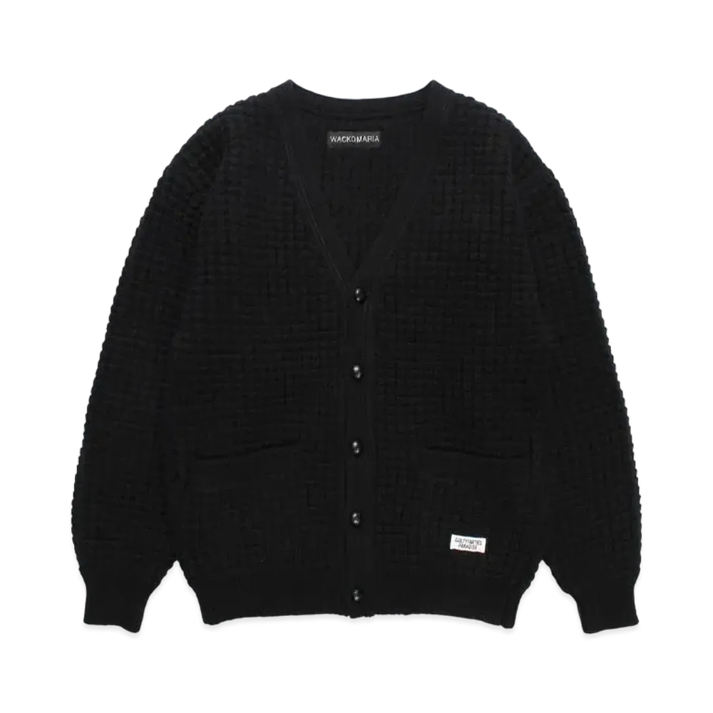 WACKO MARIA Waffle Knit Cardigan "Black"