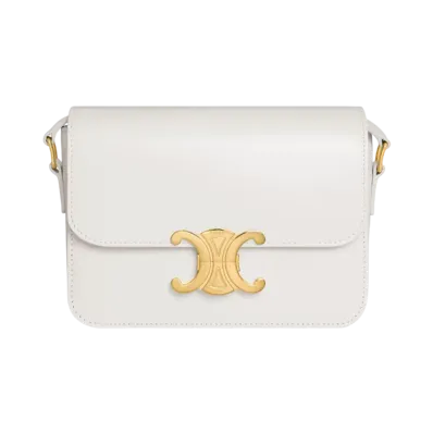 CELINE Teen Triomphe Bag in Shiny Calfskin "White"