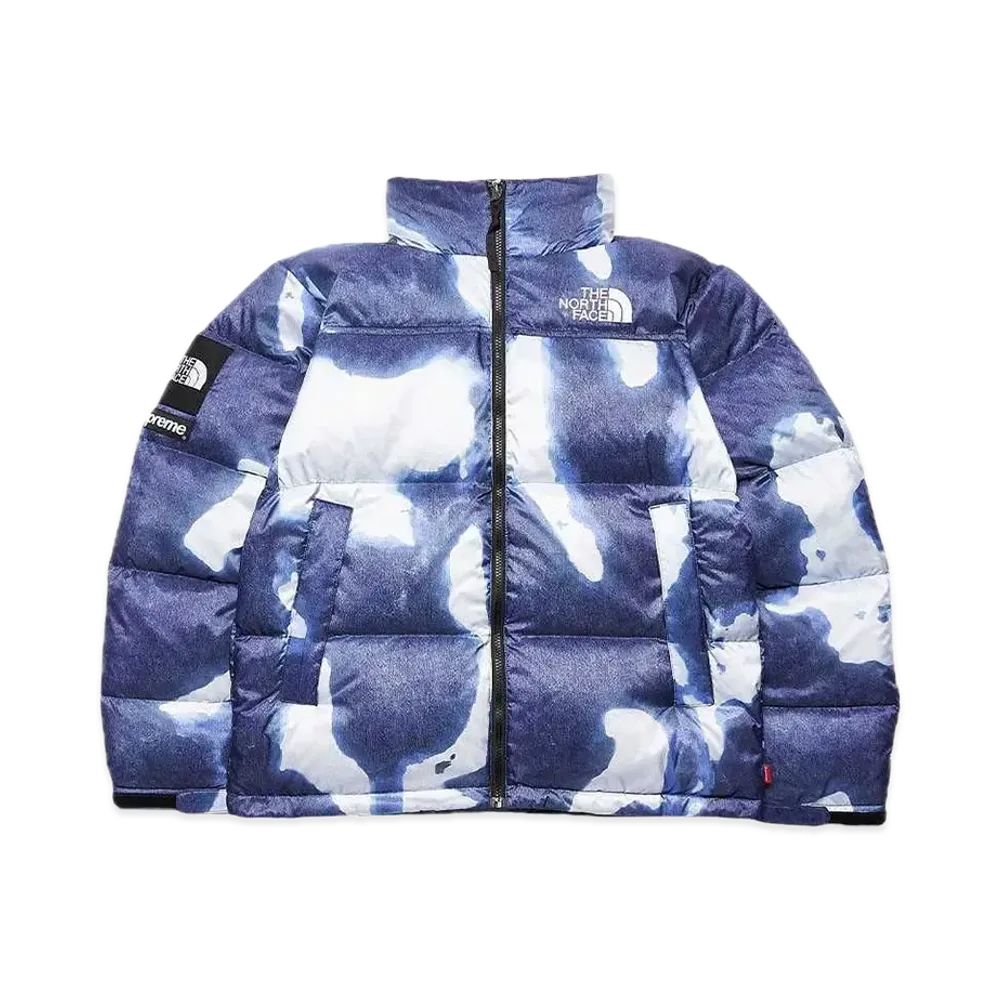 Supreme x The North Face Bleached Denim Print Nuptse Jacket "Indigo"
