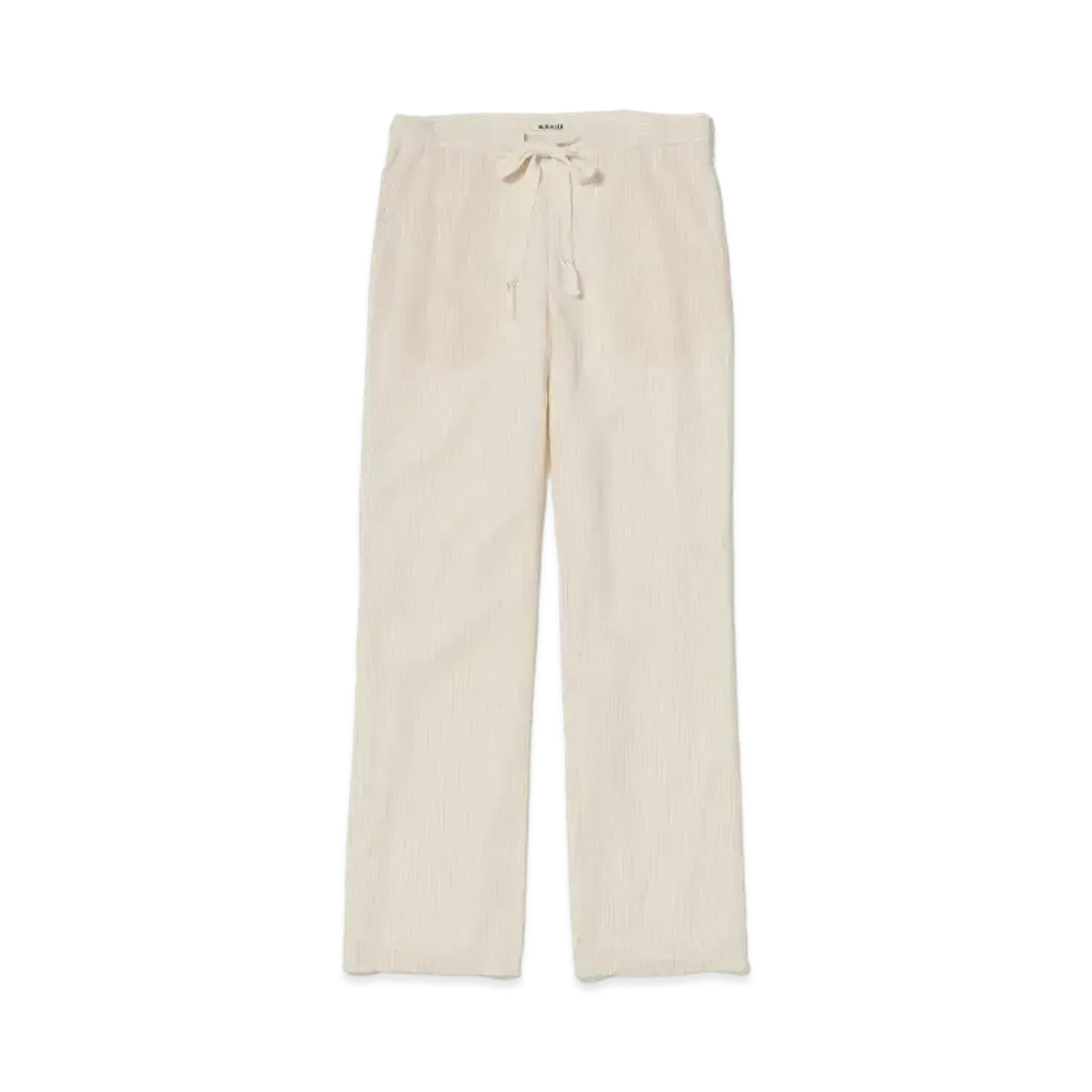 AURALEE Hard Twist Finx Organdy Stripe Pants "Light Beige Stripe"
