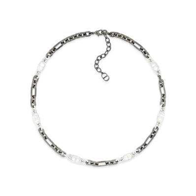 Dior CD Icon Chain Link Necklace Ruthenium Brass "Silver"