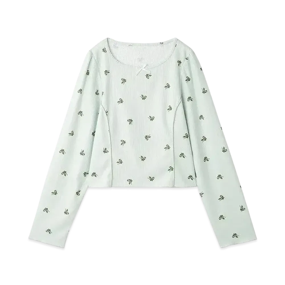 FURFUR x Philly chocolate Small Floral Print Thermal Tops "Mint"