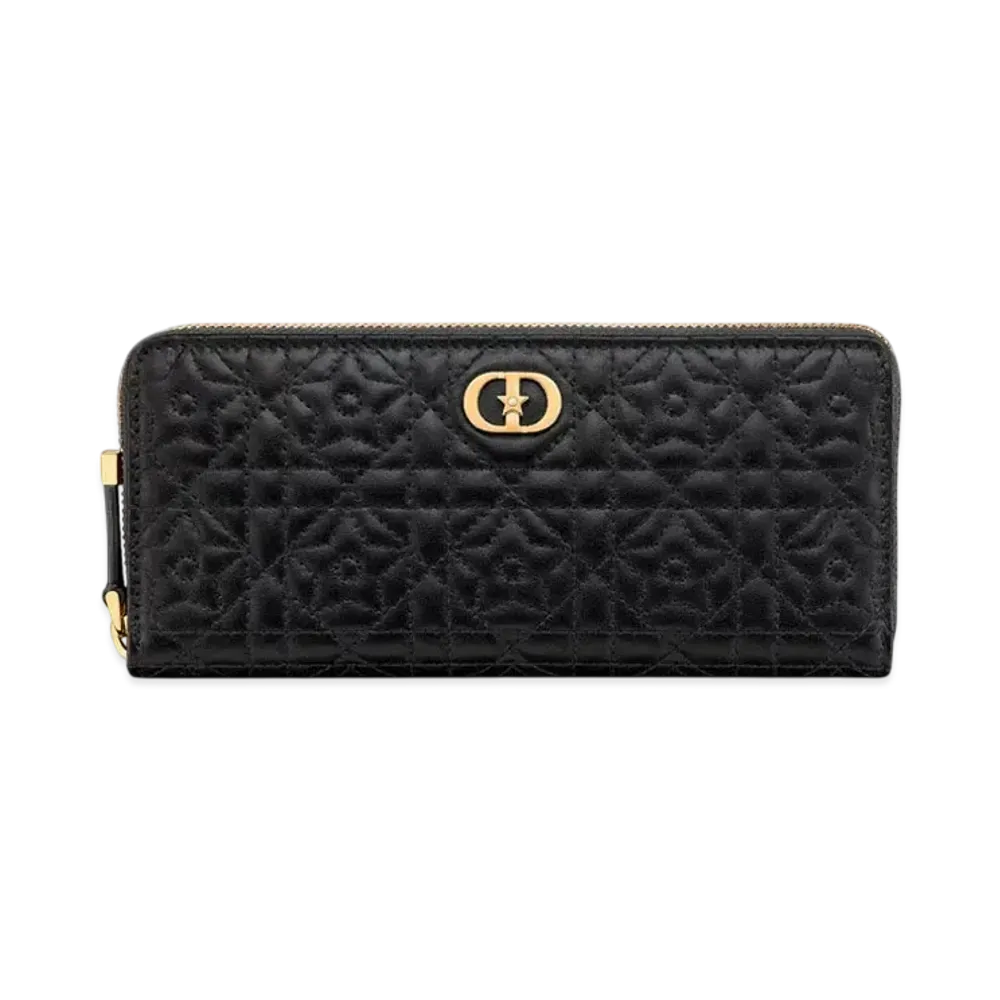 Dior Miss Caro Voyageur Slim Wallet Cannage Lambskin with Star Motif "Black"
