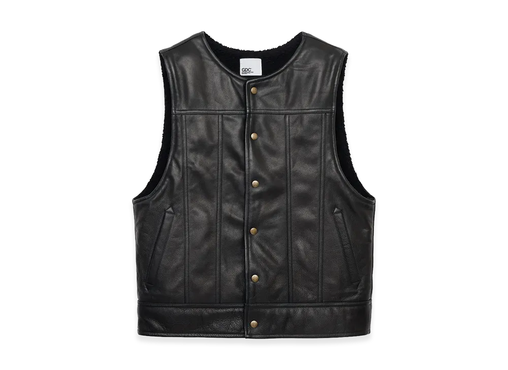 GDC Leather Sherpa Vest "Black"