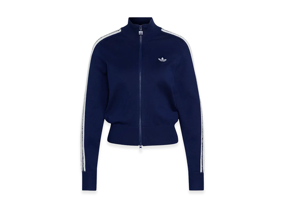 adidas Women's Knit Firebird Track Top "Dark Blue/White"