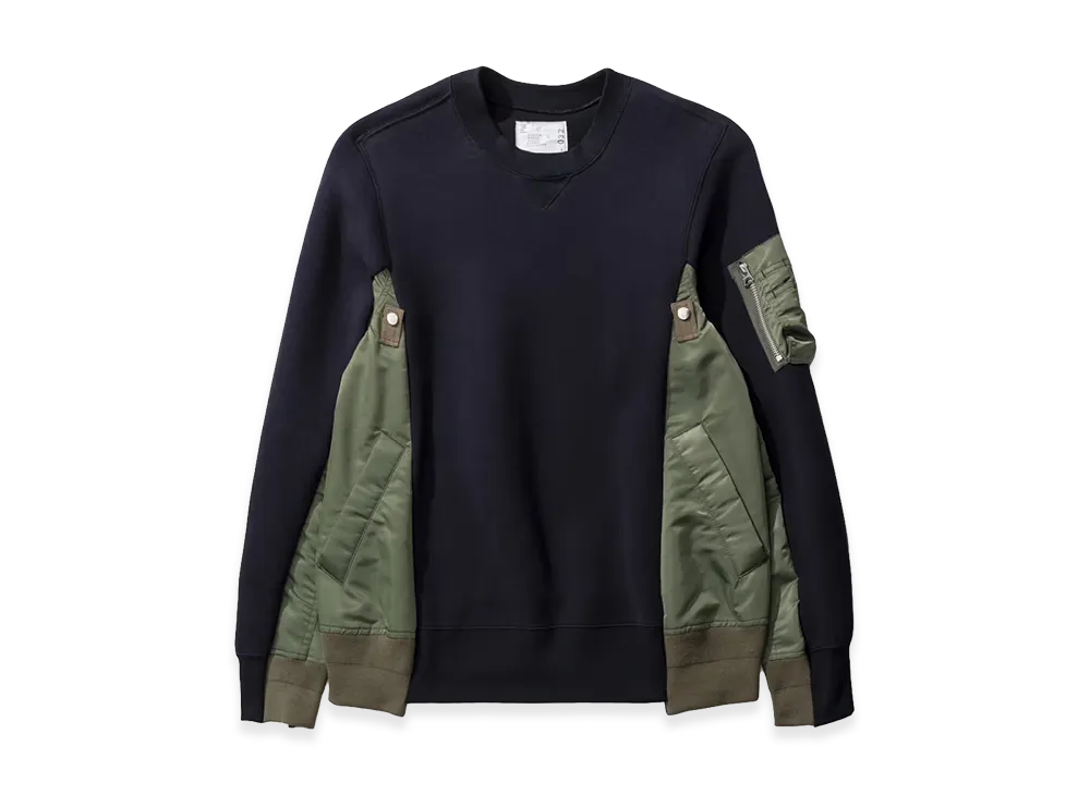 sacai 24SS Sponge Sweat Nylon Twill Pullover "Navy/Khaki"