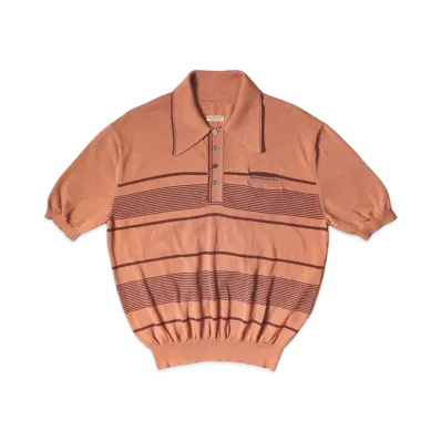 KAPITAL 14G Cotton Knit Stripe Carol Polo "Orange Brown"