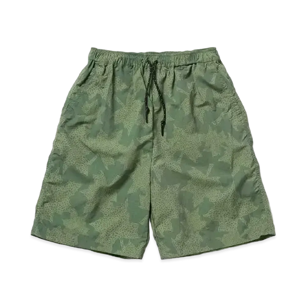 FIRST DOWN COZY SHORTS SUPPLEX NYLON by E-WAX STUDIO "Leaf Green"