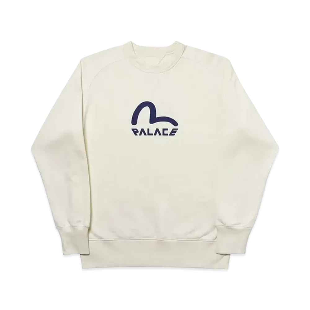 PALACE / Evisu Reversible Crew "White"