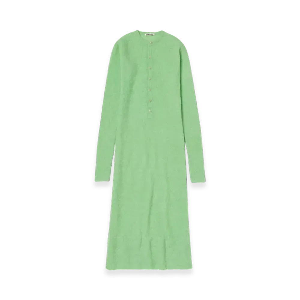 AURALEE Baby Suri Alpaca Sheer Knit One Piece "Light Green"