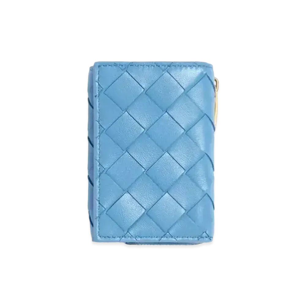 Bottega Veneta Intrecciato Lambskin Tiny Trifold Zippered Wallet "Windswept"