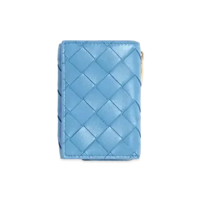 Bottega Veneta Intrecciato Lambskin Tiny Trifold Zippered Wallet "Windswept"