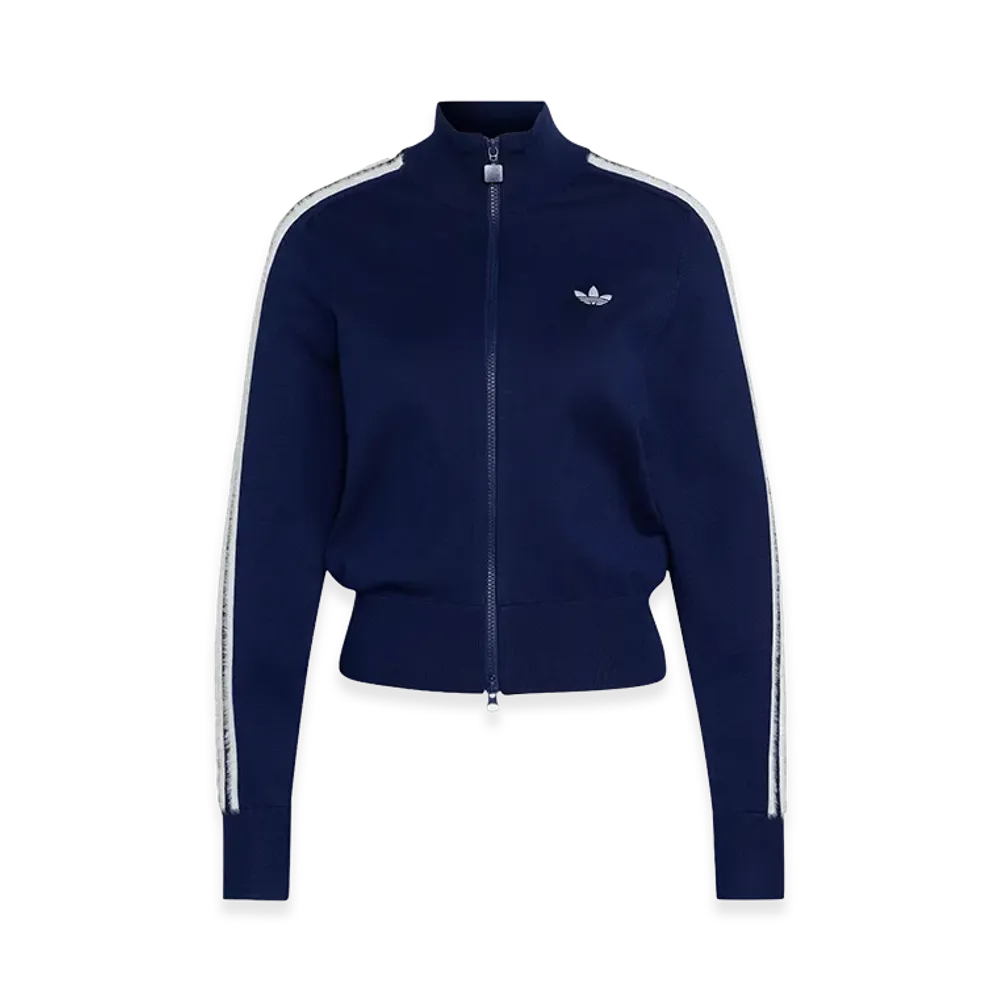 adidas Women's Knit Firebird Track Top "Dark Blue/White"