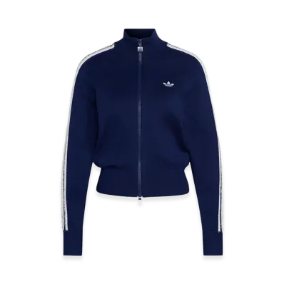 adidas Women's Knit Firebird Track Top "Dark Blue/White"