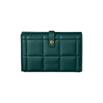Bottega Veneta Padded Calfskin Bi-fold Button Medium Wallet "Pine"