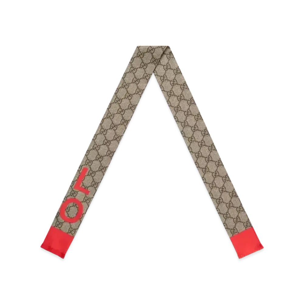 GUCCI GG 'Love' Print Silk Neck Bow