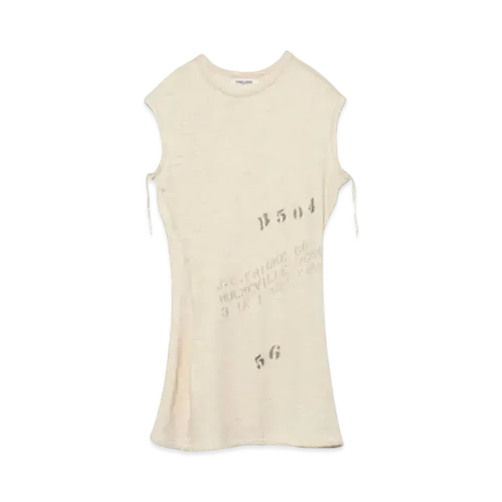 FUMIKA UCHIDA Gauze Jersey Stencil Sleeveless Top "Kinari"
