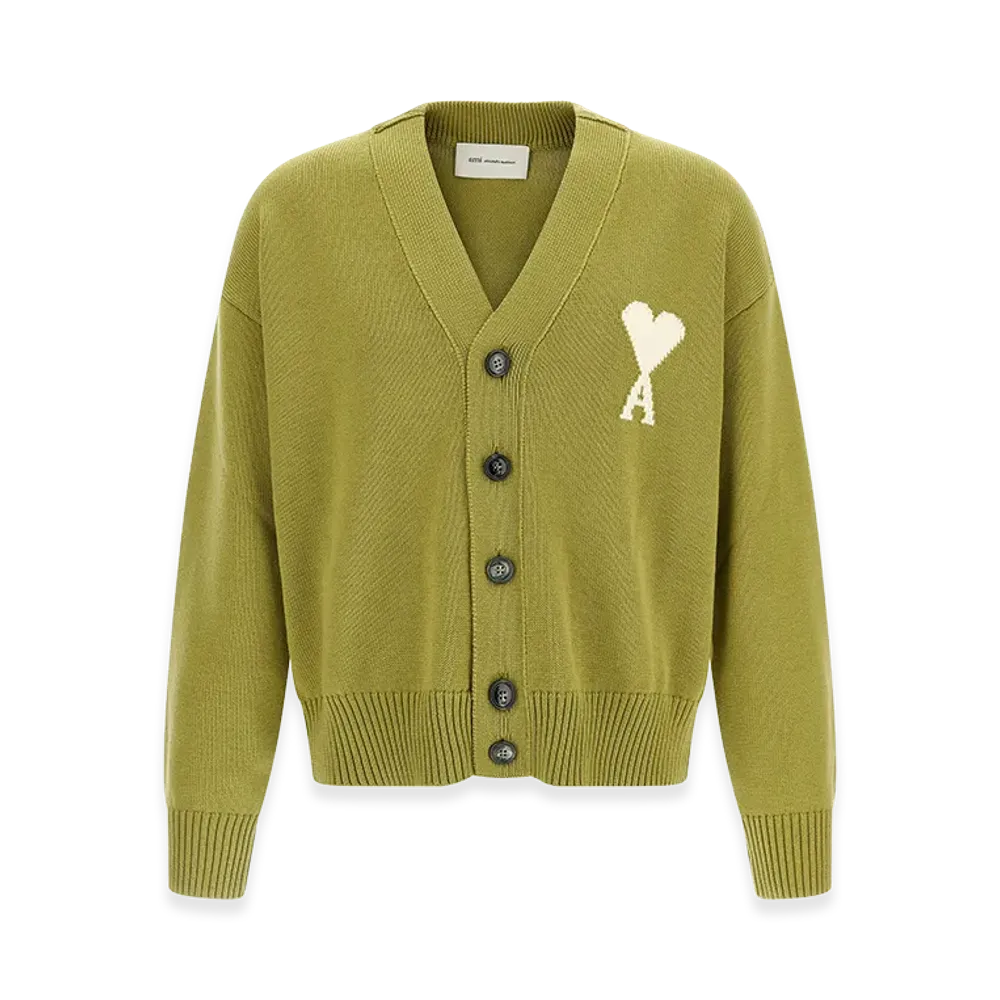 AMI PARIS 'Ami De Coeur' Cardigan "Green"