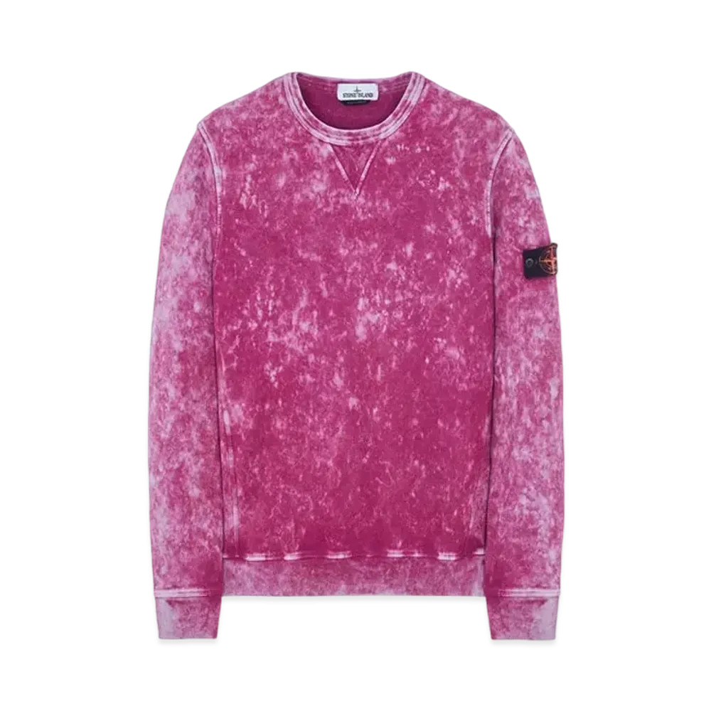 Stone Island 61538 COTTON FLEECE + OFF-DYE OVD TREATMENT "Magenta"