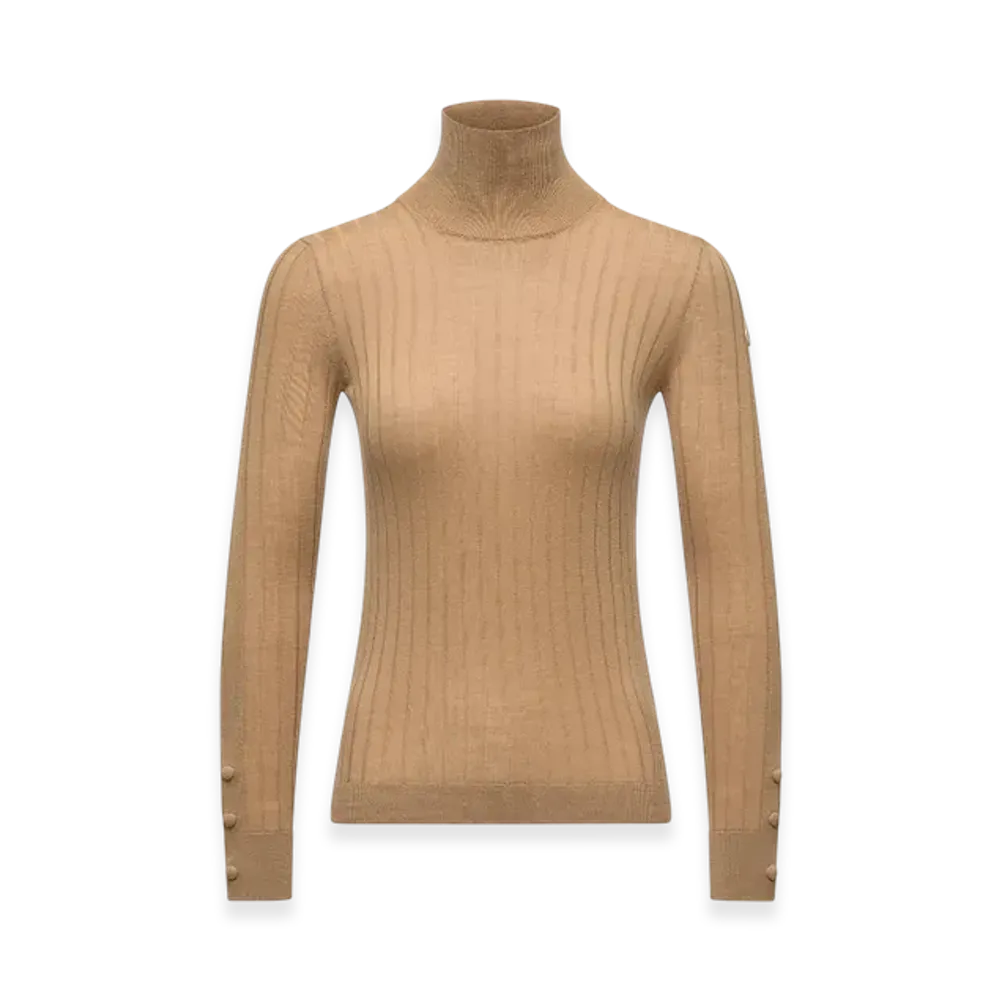 MONCLER Wool & Cashmere Polo Neck Jumper "Beige"
