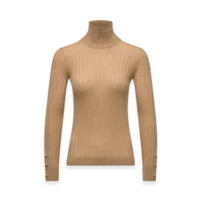 MONCLER Wool & Cashmere Polo Neck Jumper "Beige"